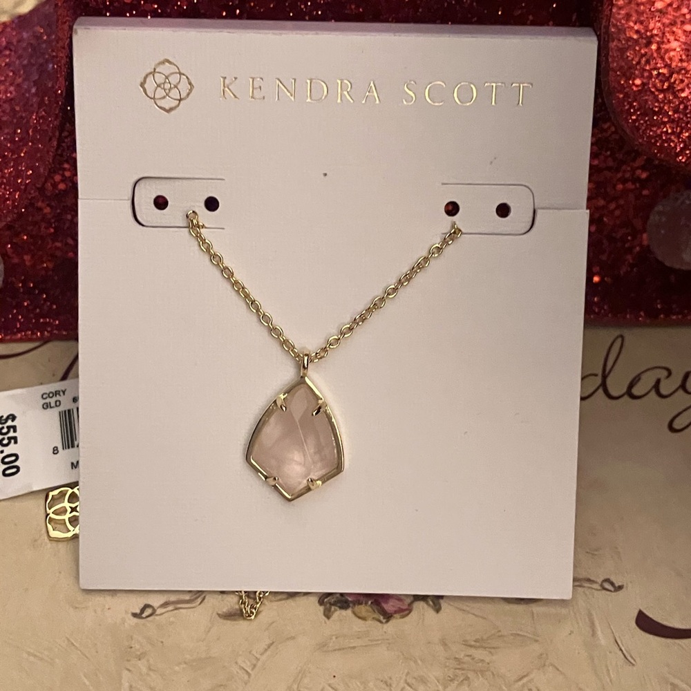 Kendra Scott Gold Necklace with Blush Pink Stone